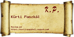 Kürti Paszkál névjegykártya